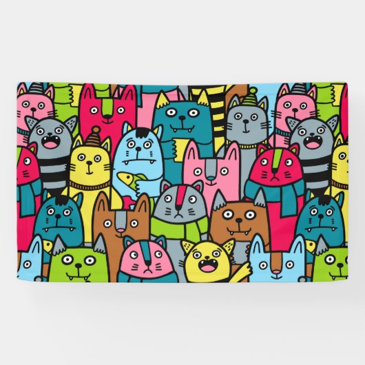 Kat en kittens spandoek (Horizontaal)