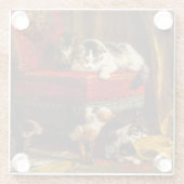 Kat en Kittens spelen met voorzitter Glazen Onderzetter (Achterkant)