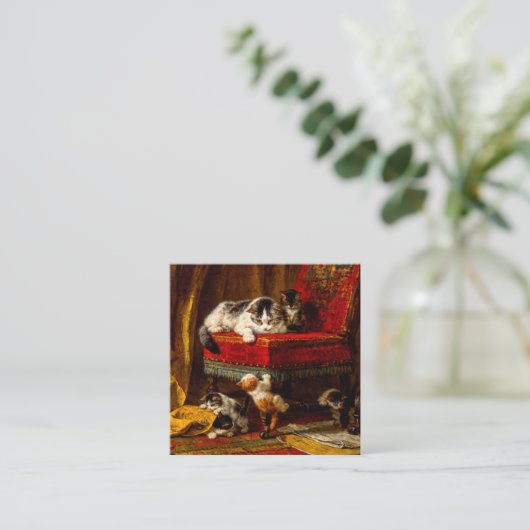 Kat en Kittens spelen met voorzitter Informatiekaartje (Staand voorkant)