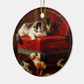 Kat en Kittens spelen met voorzitter Keramisch Ornament (Links)