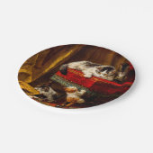 Kat en Kittens spelen met voorzitter Papieren Bordje (Gekanteld)