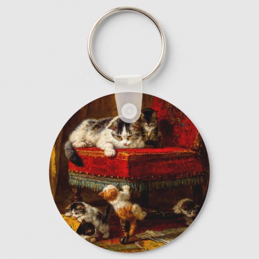 Kat en Kittens spelen met voorzitter Sleutelhanger (Voorkant)