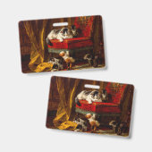 Kat en Kittens Spelend met Stoel Badge (Voor- en achterkant)