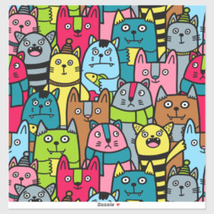 Kat en kittens sticker