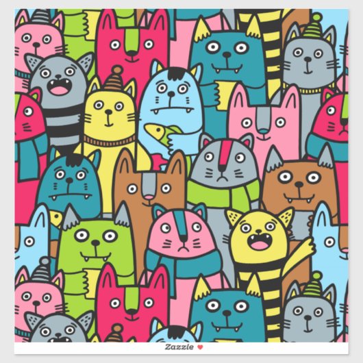 Kat en kittens sticker (Vel)