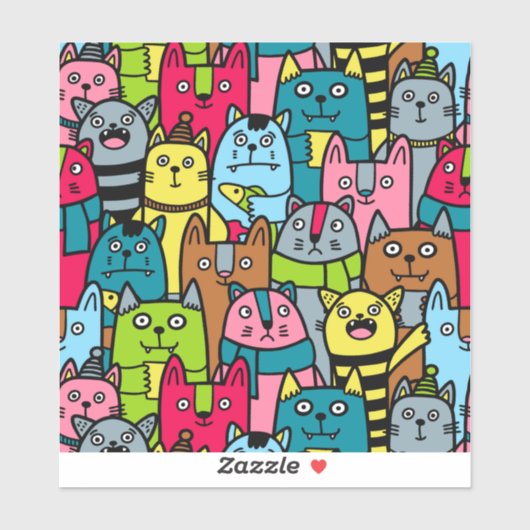 Kat en kittens sticker (Vel)