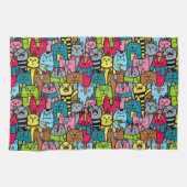 Kat en kittens theedoek (Horizontaal)