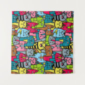 Kat en kittens wandkleed (Voorkant (horizontaal))