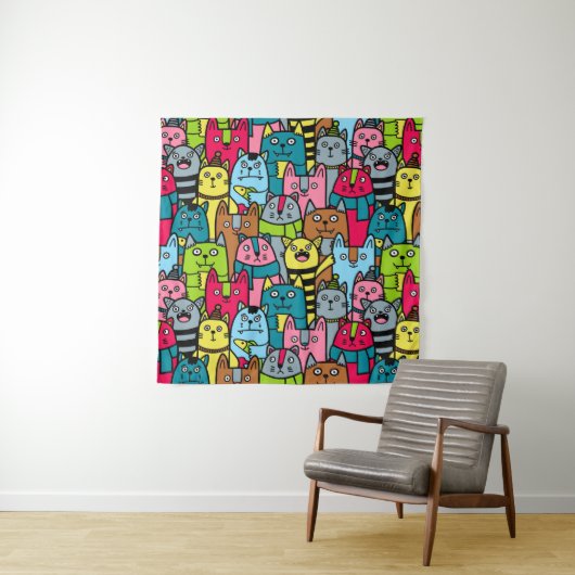 Kat en kittens wandkleed (In situ)