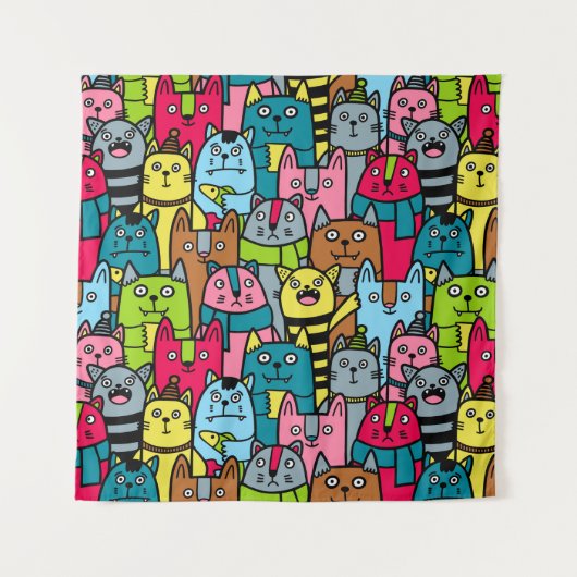 Kat en kittens wandkleed (Voorkant)