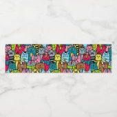 Kat en kittens waterfles etiket (Enkel label)