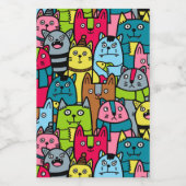 Kat en kittens wijn etiket (Enkel label)