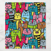 Kat en kittens wijn etiket (Enkel label)