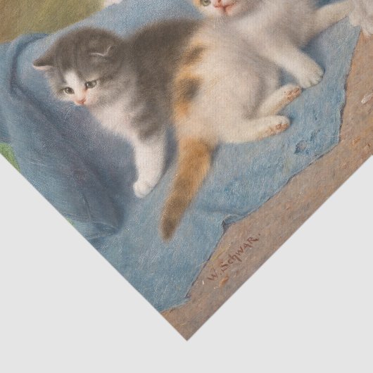 Kat en Kittens Wilhelm Schwar Art Tissuepapier (Detail)