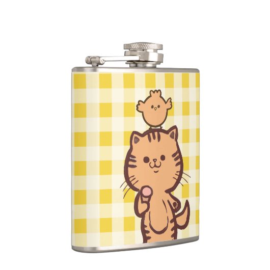 Kat en kleine kip heupfles (Rechts)