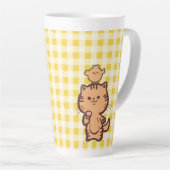 Kat en kleine kip latte mok (Rechterhoek)