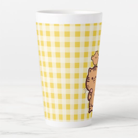 Kat en kleine kip latte mok (Voorkant)