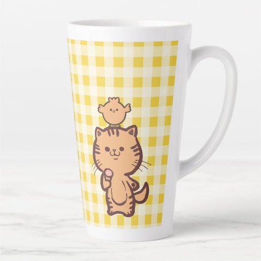 Kat en kleine kip latte mok (Rechts)