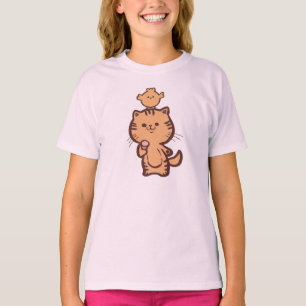 Kat en kleine kip t-shirt
