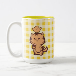 Kat en kleine kip tweekleurige koffiemok