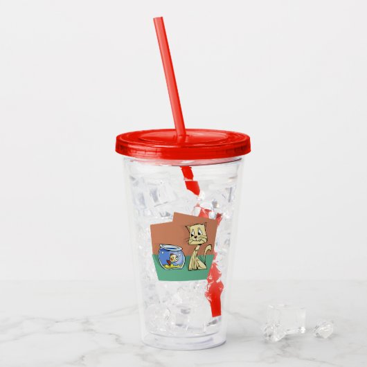Kat en klip van viskuit acryl drinkbeker (Voorkant ijs)