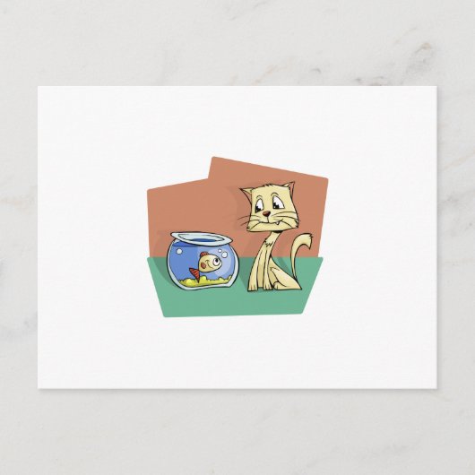 Kat en klip van viskuit briefkaart (Voorkant)