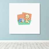 Kat en klip van viskuit canvas afdruk (Insitu (Houten vloer))