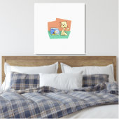 Kat en klip van viskuit canvas afdruk (Insitu (Slaapkamer))