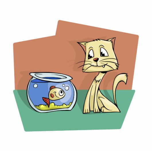 Kat en klip van viskuit fotobeeldje sleutelhanger (Voorkant)