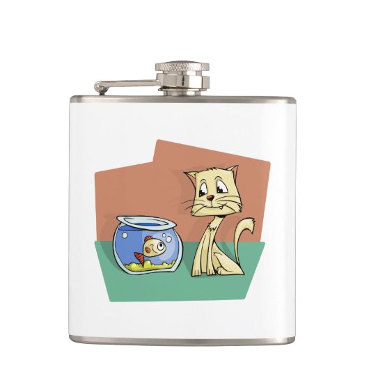 Kat en klip van viskuit heupfles (Voorkant)