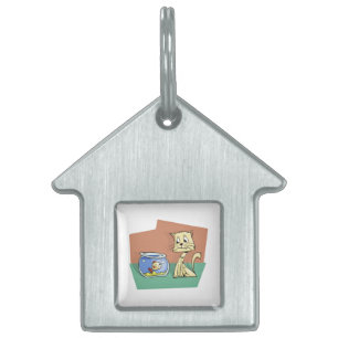 Kat en klip van viskuit huisdieren naamplaatje