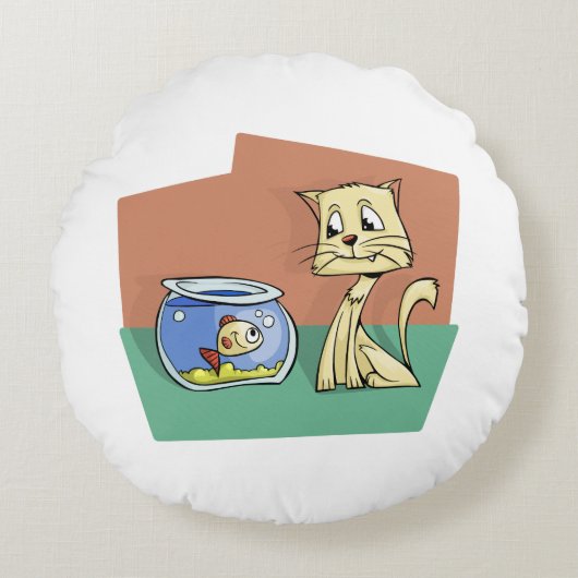 Kat en klip van viskuit rond kussen (Voorkant)