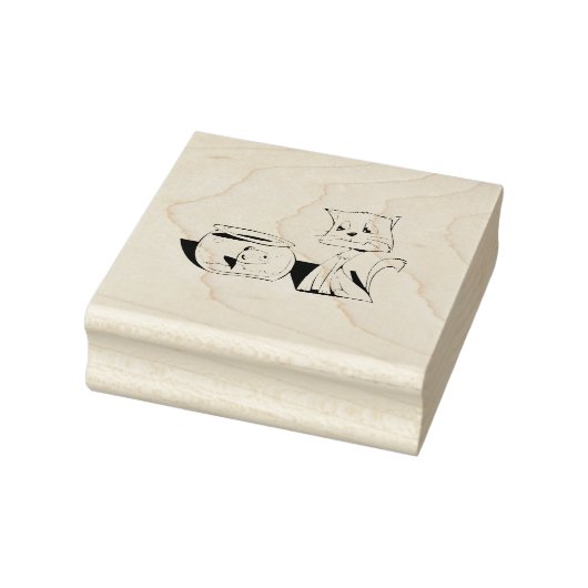 Kat en klip van viskuit rubberstempel (Stempel)