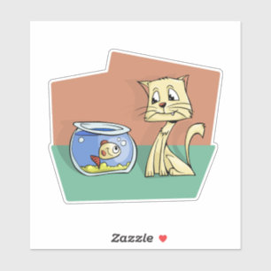 Kat en klip van viskuit sticker