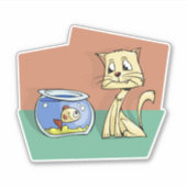 Kat en klip van viskuit sticker (Voorkant)