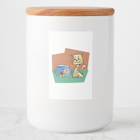 Kat en klip van viskuit voedselcontainer etiket (Voorkant)