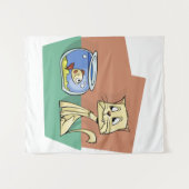 Kat en klip van viskuit wandkleed (Voorkant (horizontaal))