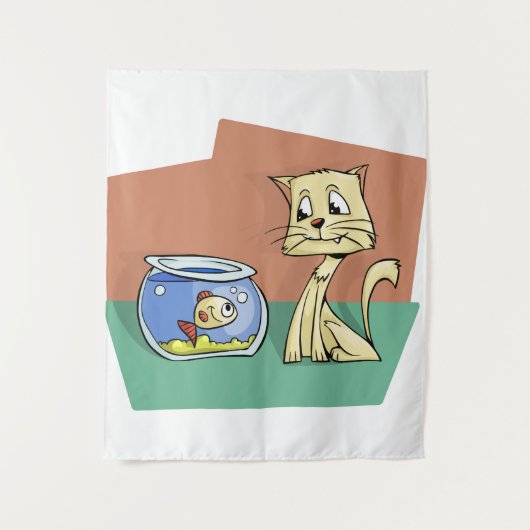 Kat en klip van viskuit wandkleed (Voorkant)