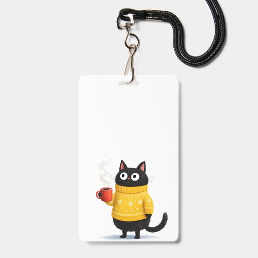 kat en koffie badge (Voorzijde met lanyard)