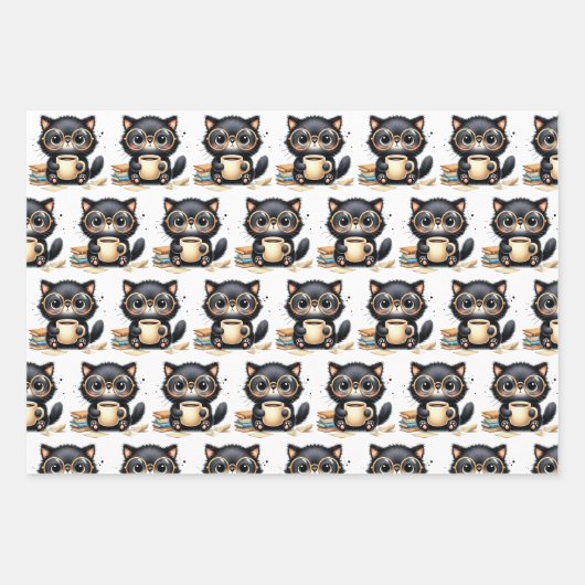 Kat en koffie inpakpapier (Voorkant)