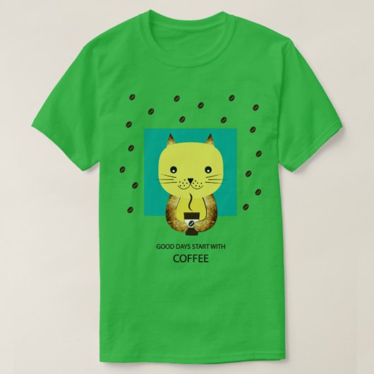 Kat en koffie t-shirt (Design voorkant)