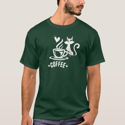 Kat en koffie t-shirt (Voorkant)