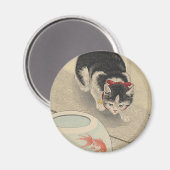 Kat en kom van goudvissen door Ohara Koson Magneet (Voorkant / Achterkant)