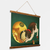 Kat en Lantaarn Kobayashi Kiyochika 1886 Geoogst Hangend Wandkleed (Gebogen)