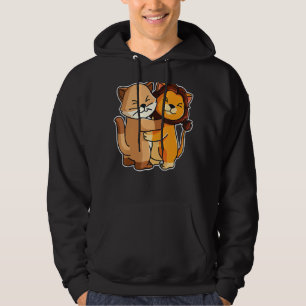 Kat En Leeuw Leuke Kitten knuffelen Dieren Vrouwen Hoodie
