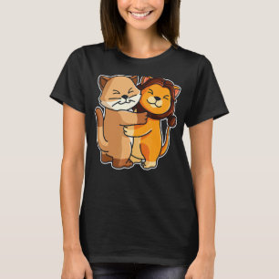 Kat En Leeuw Leuke Kitten knuffelen Dieren Vrouwen T-shirt