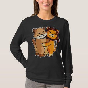 Kat En Leeuw Leuke Kitten knuffelen Dieren Vrouwen T-shirt