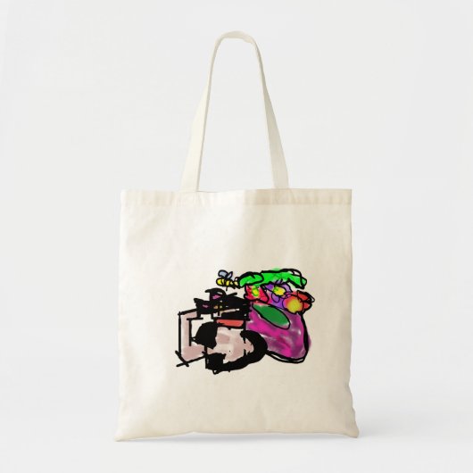 Kat en lentebloemen tote bag (Voorkant)