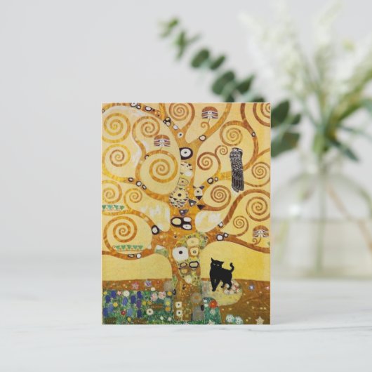 Kat en levensboom briefkaart (Staand voorkant)