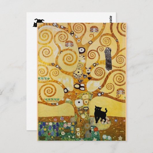 Kat en levensboom briefkaart (Voorkant / Achterkant)